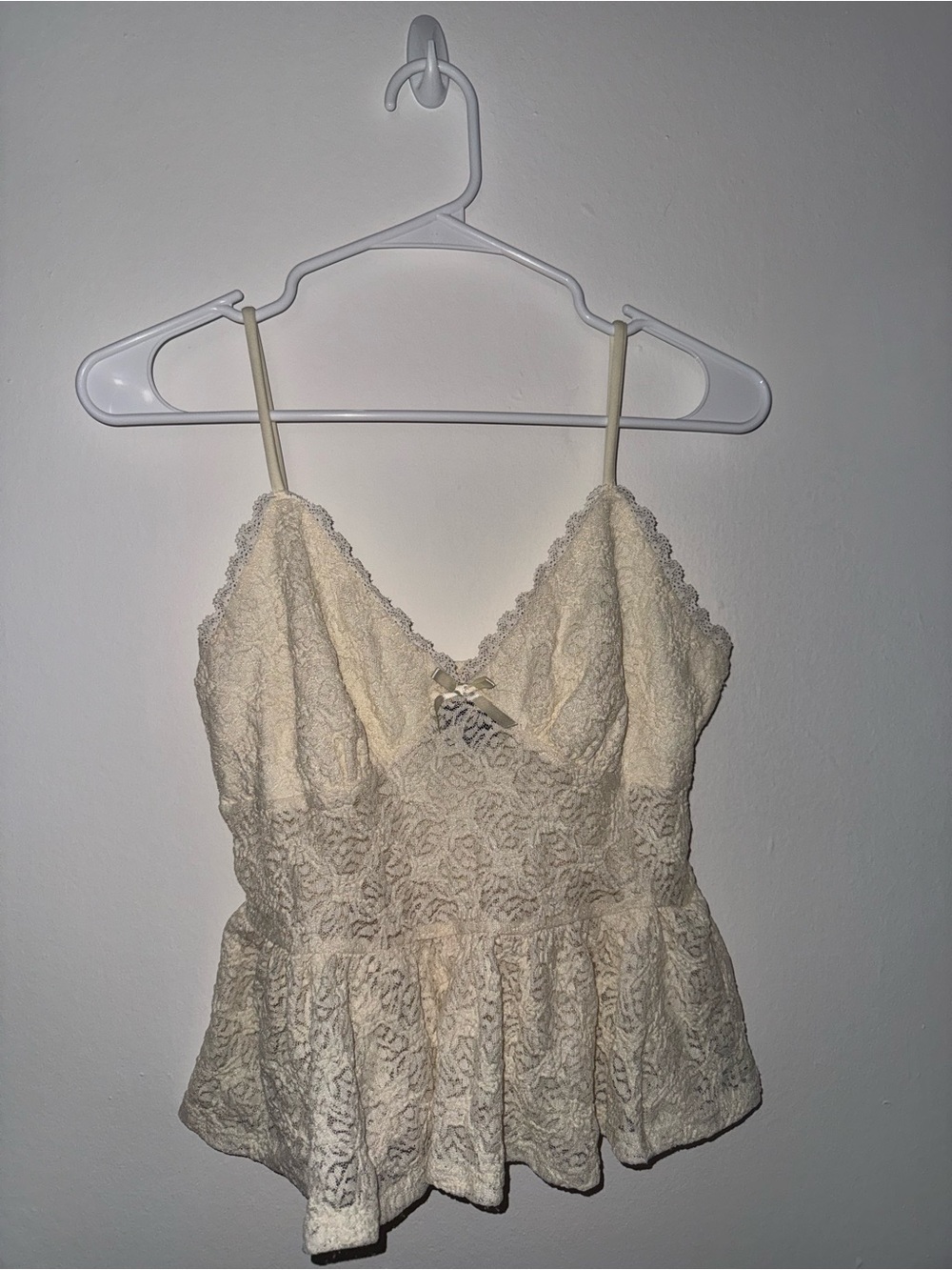 Windsor Cream Lace Peplum Cami Tank